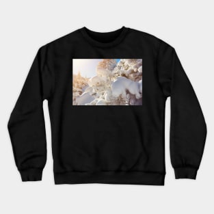 Winter landscape, pine tree covered by snow lit by morning sun Crewneck Sweatshirt